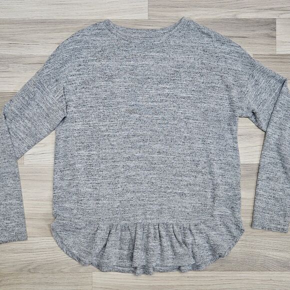 BANANA REPUBLIC Womens Gray Longsleeve Ruffle Soft Stretch Shirt Size Medium - Picture 1 of 5